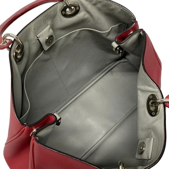 Auth DIOR/ChristianDior Diorissimo Red Leather Tote Bag - Picture 10 of 16